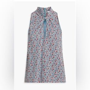 JOIE Maraloma twist-front floral-print silk top, Size S